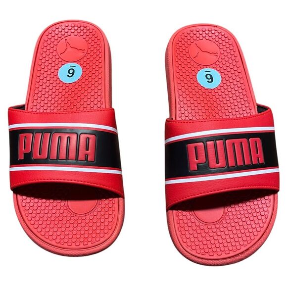 Puma slides sandals big kid size 6 red black new - Picture 1 of 3